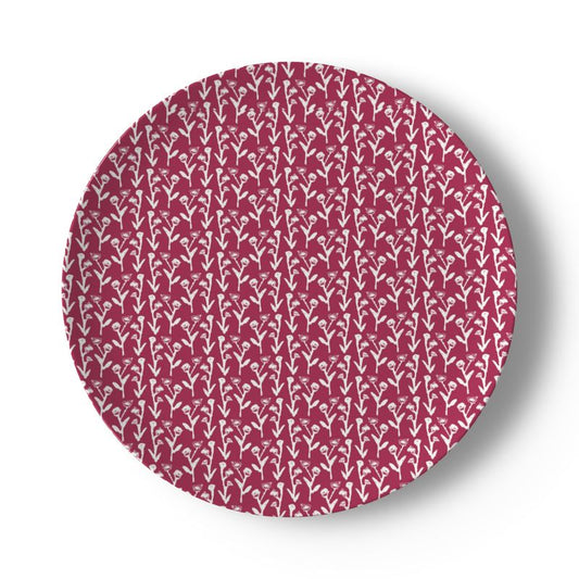 Set of Cranberry Ivy Manor China Plates (Set of 4 or 8)