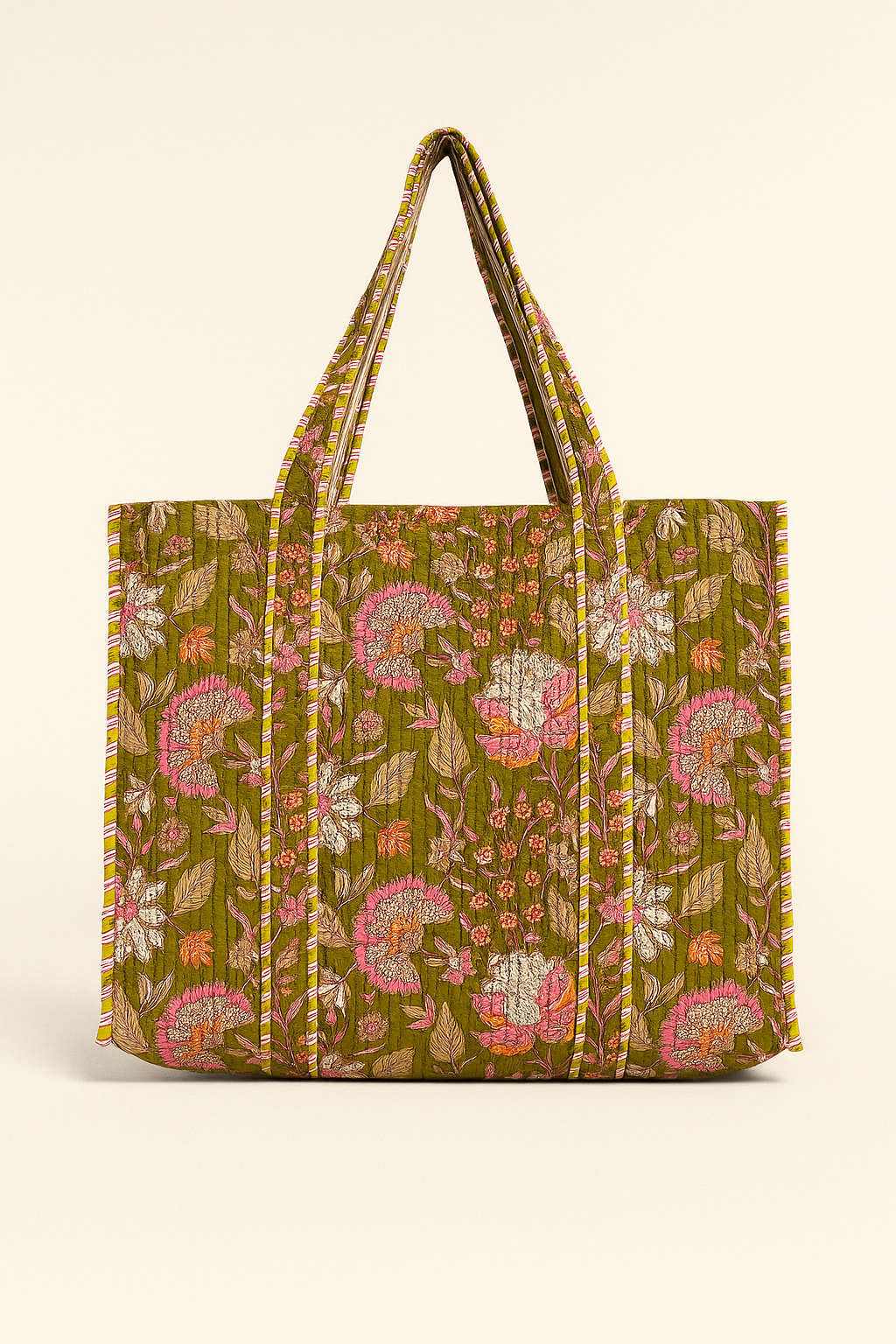 Green Floral Tote