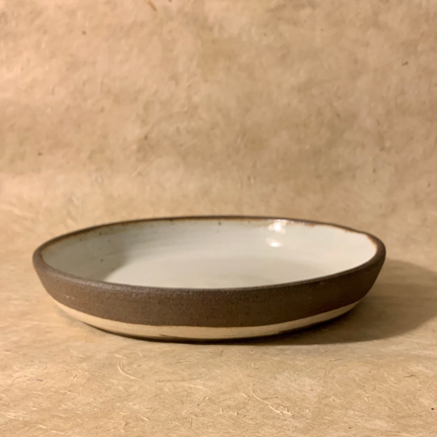 9.5" Dark Brown and White Marbled Ceramic Coupe Bowl