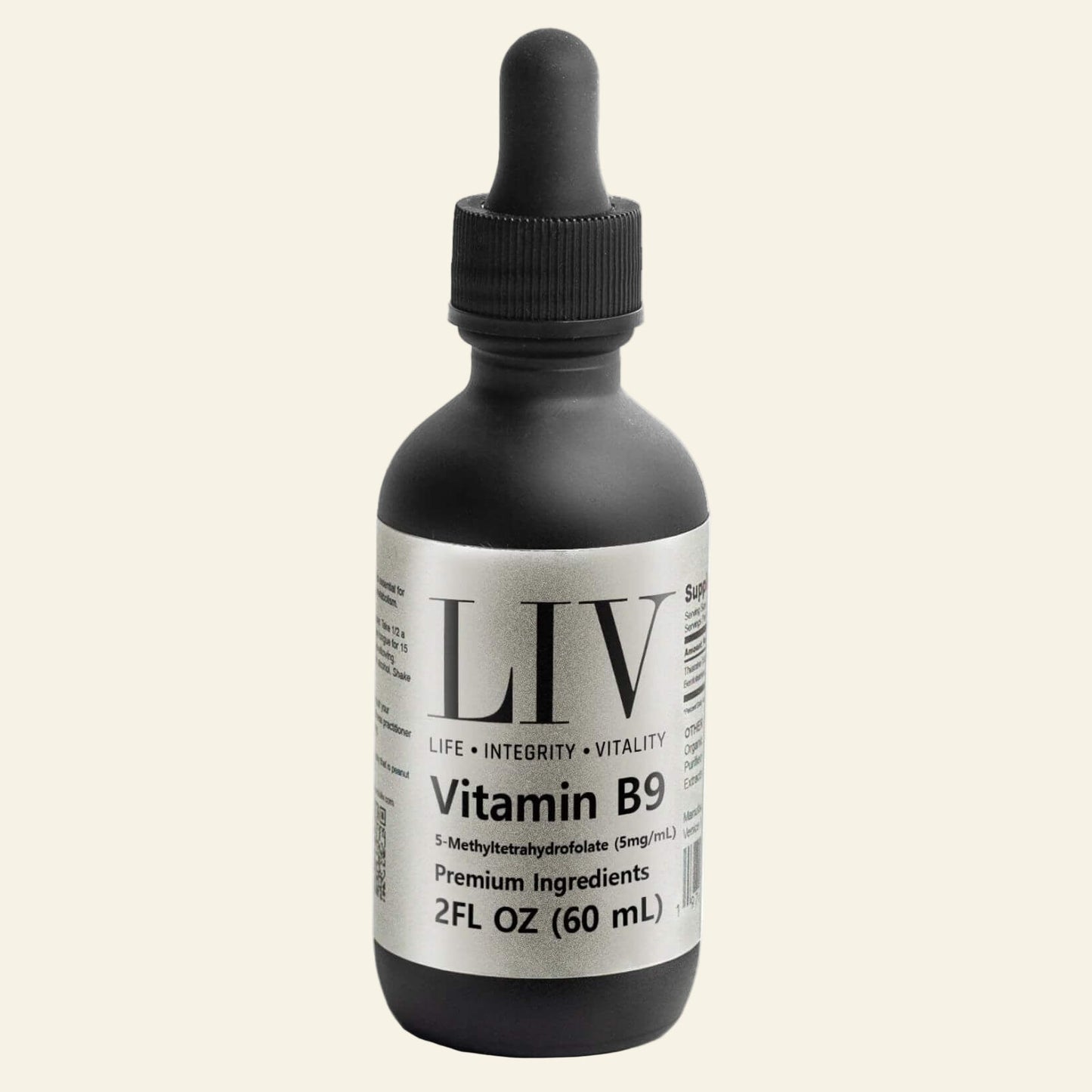 Vitamin B9 Folic Acid Liquid (5-MTHF 5,000mcg, 60 servings)