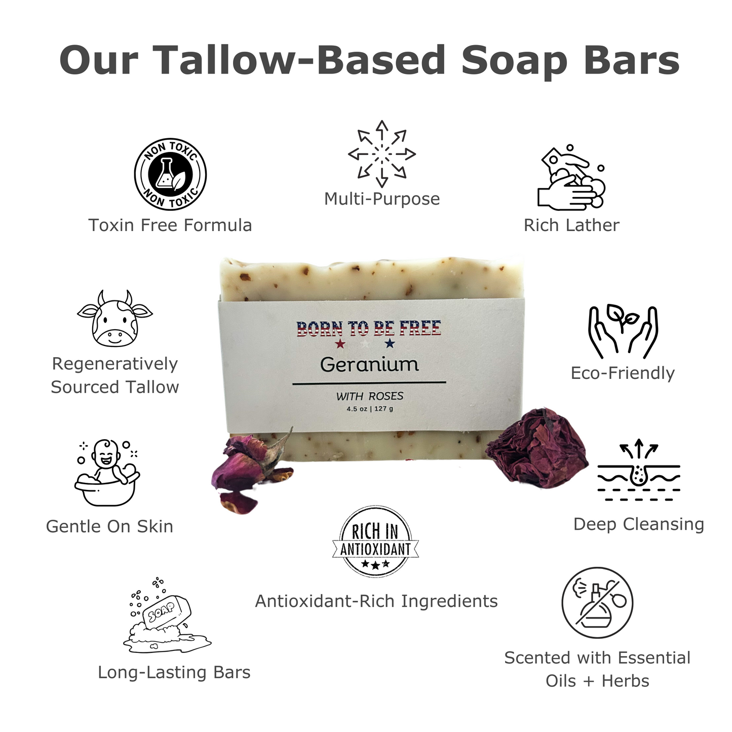 Geranium Rose Tallow Soap Bar