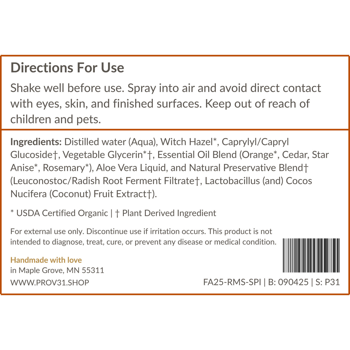 Room Spray: Spiced Cider